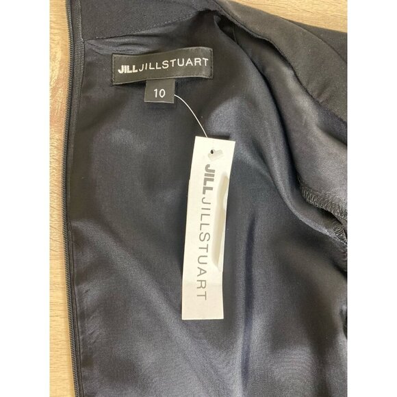 NWT Jill Stuart Black Midi Deep V Mock Bell Long Sleeve Dress Size 10 $300 - Picture 7 of 10